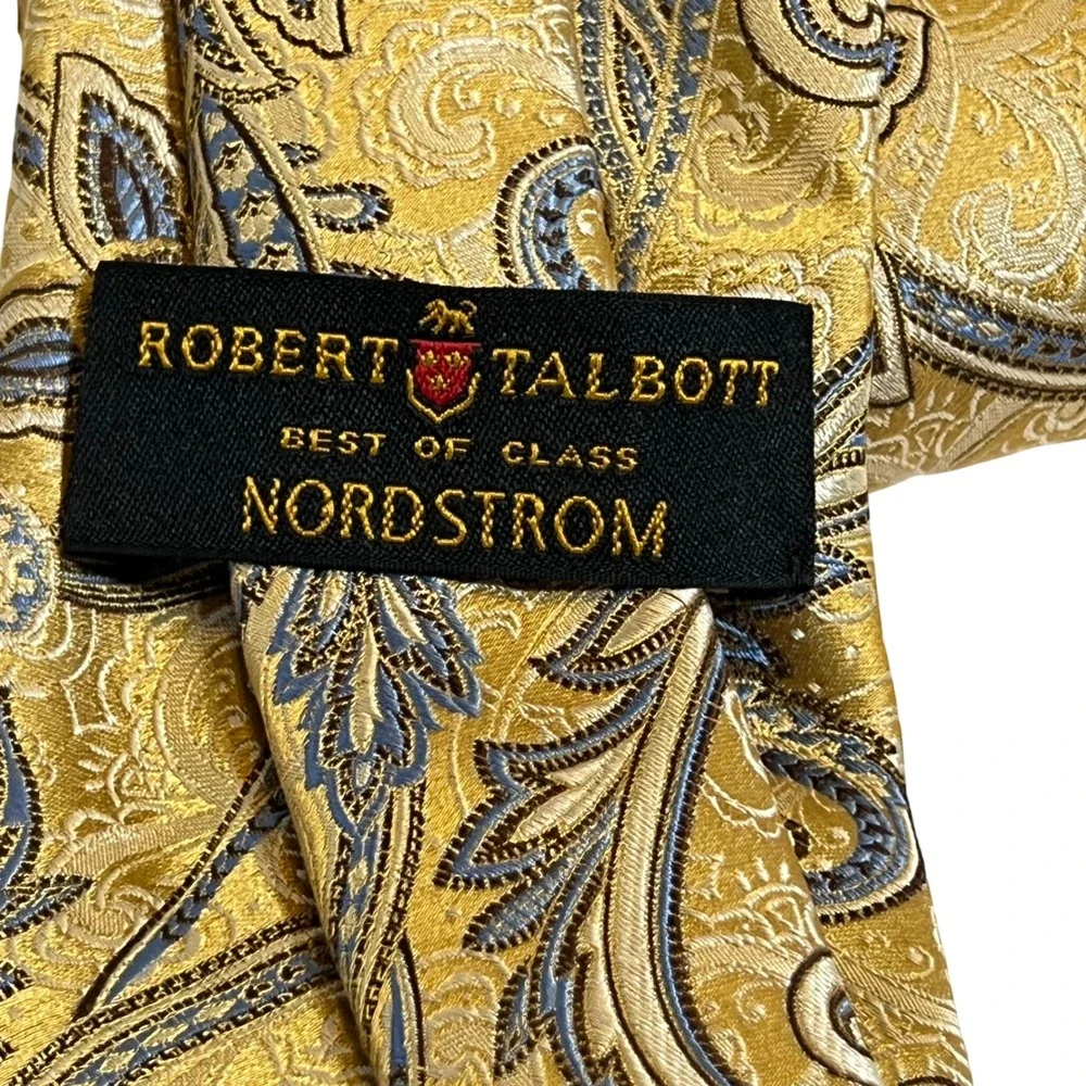 Robert Talbott Necktie Mens OS Gold Blue Paisley‎ Best of Class Nordstrom Silk